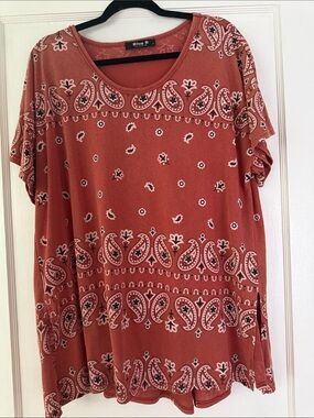 Blue B Collection Women's Rust Paisley Short-Sleeve Tunic